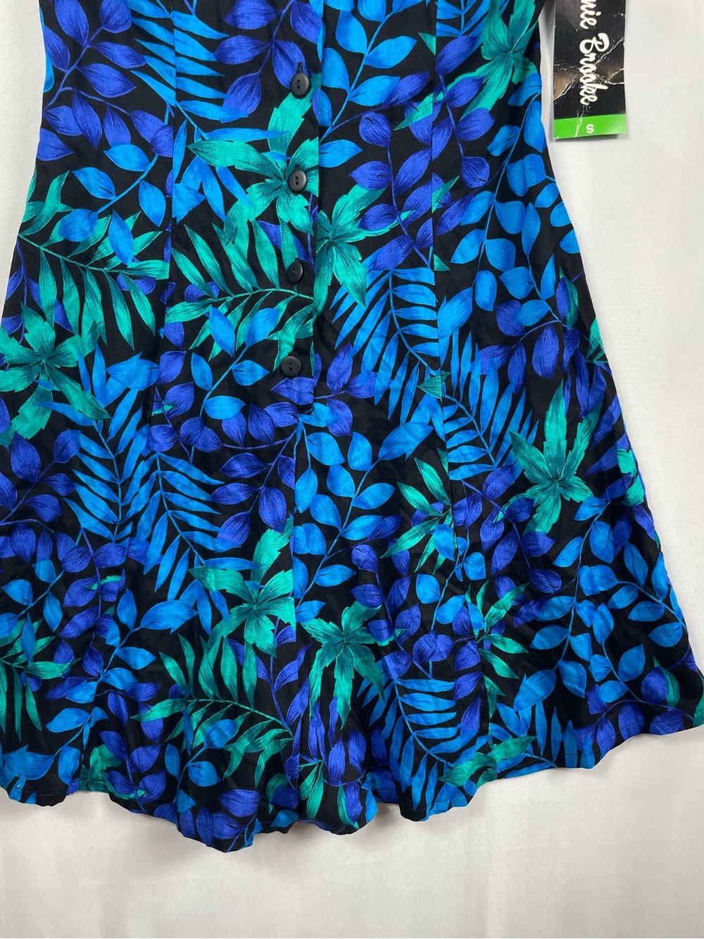 90s Jamie Brooke Tropical Romper Sm Blue Shorts Floral Summer Vacation Island - Picture 9 of 12
